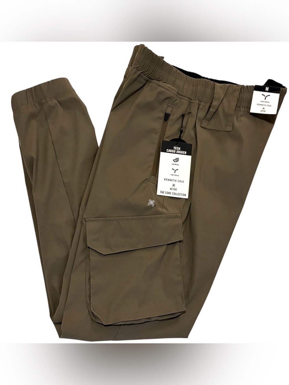Kenneth Cole Performance Tech Cargo Jogger Pants Men's Nomad Khaki NWT $79